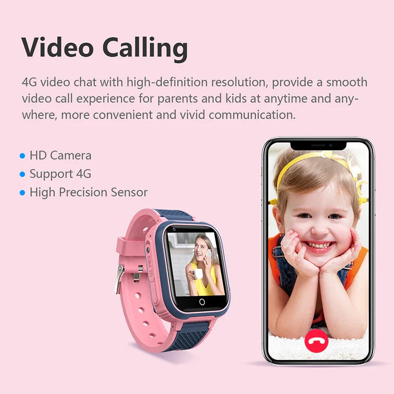 4G Smart Watch Kids GPS Video Call Waterproof (Pink)-2