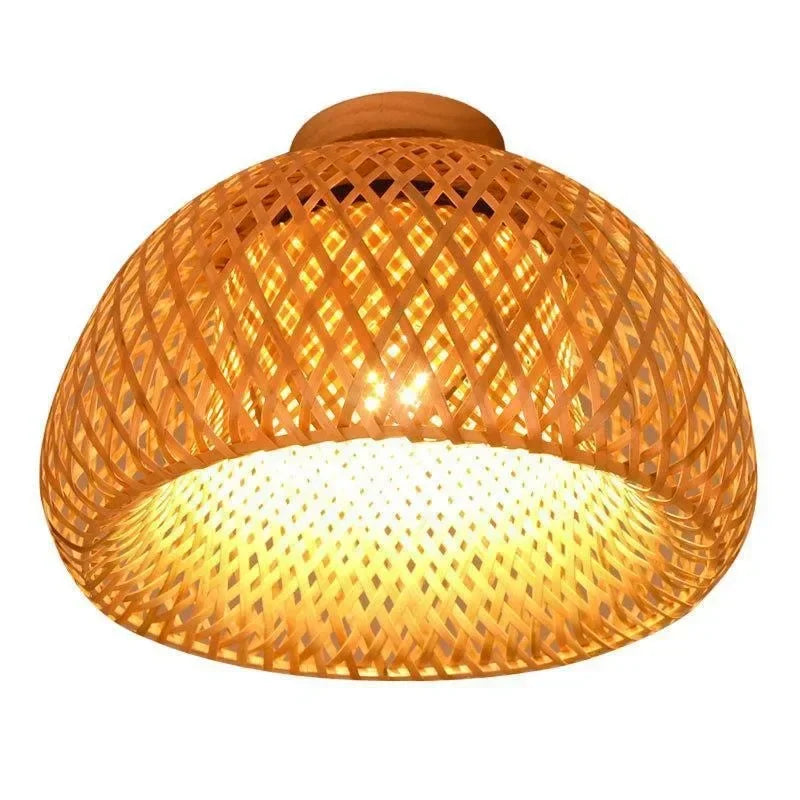 Handmade Boho Bamboo Wicker Ceiling Light Brown-3