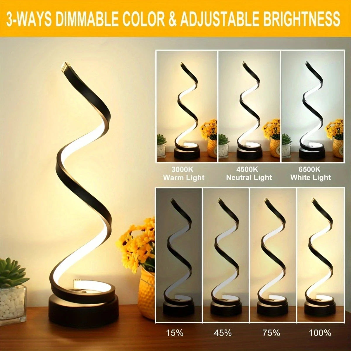 NNEOBA Modern Spiral LED Table Lamp-3