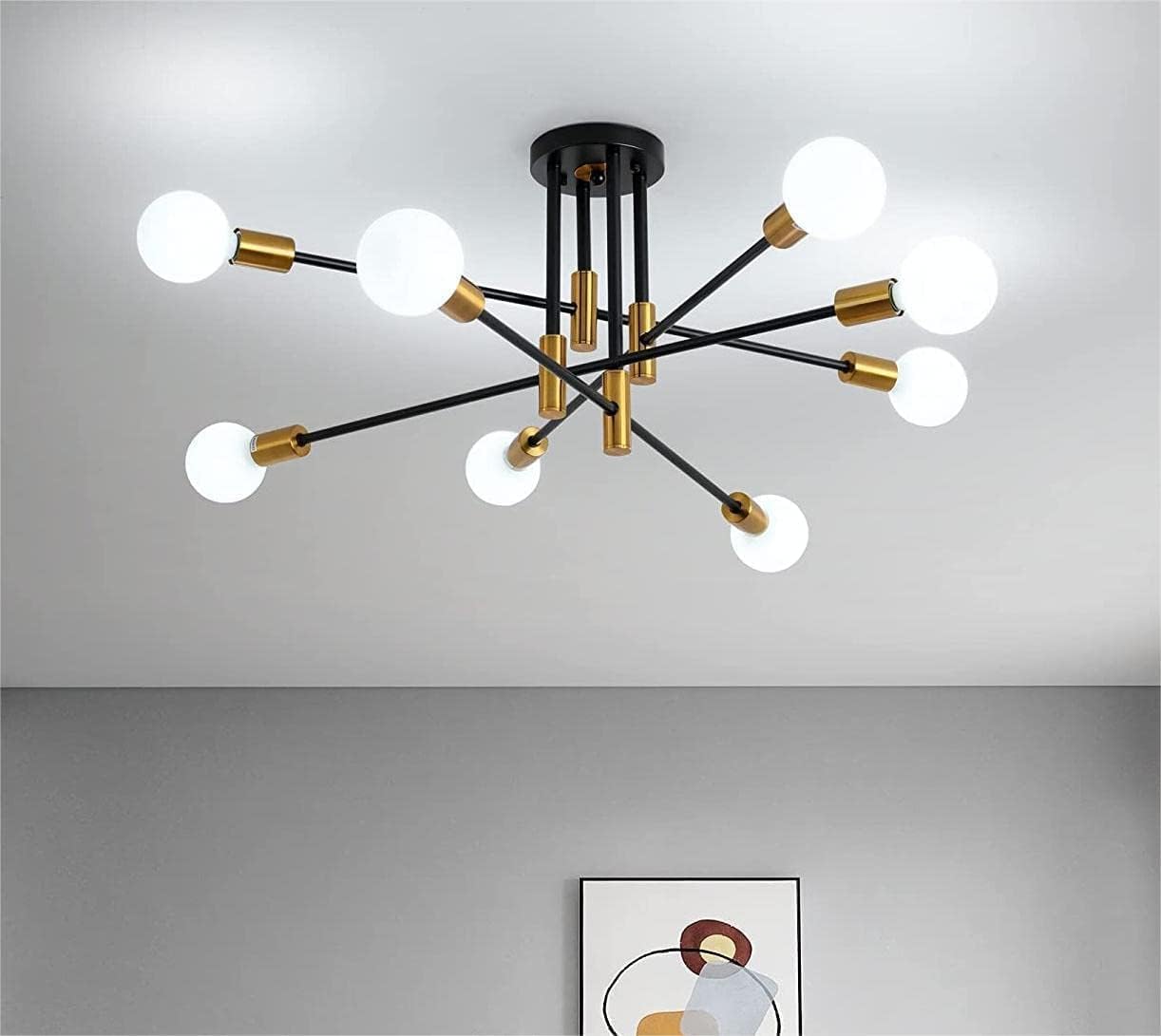 NNEDSZ Modern Black Gold Ceiling Light 8 Lights-1